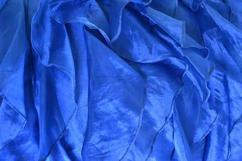 Blue fabric with wave pattern. Stock Photos