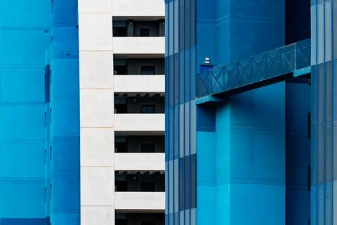 Blue facade on a skyscraper in Benidorm Stock Photos