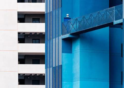 Blue facade on a skyscraper in Benidorm Stock Photos