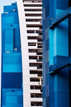 Blue facade on a skyscraper in Benidorm Foto stock