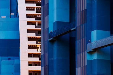 Blue facade on a skyscraper in Benidorm Stock Photos
