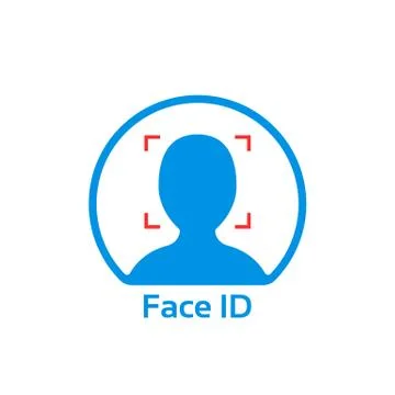 Blue face id simple icon Illustrazione stock