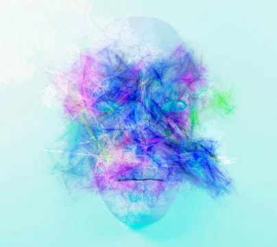 Blue face with paint splatter, 3d rendered 스톡 일러스트