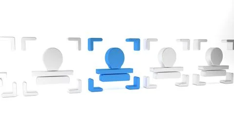 Blue Face recognition icon isolated on white background. Face identificatio.. Stock Illustration