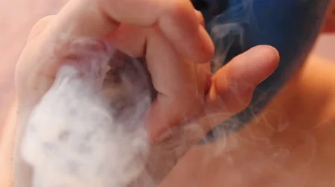 Blue face smoker cannot quit (3/3) Video stock 48387711