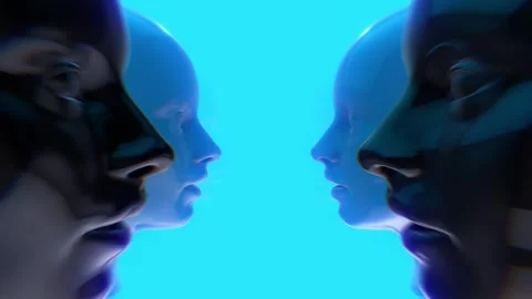 Blue Faces Side Profiles Video stock 264050775