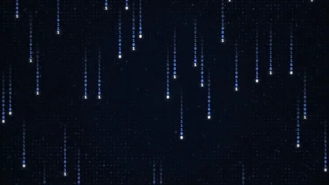 Blue falling binary code data rain technology motion background Vidéo 338066112