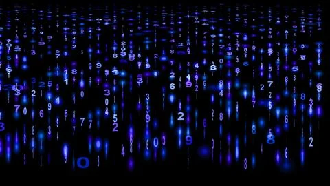 Blue falling numbers overlay background with matrix code style, digital bin.. Illustrazione stock