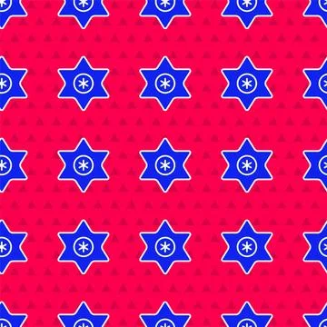 Blue Falling star icon isolated seamless pattern on red background. Meteoro.. Stock Illustration
