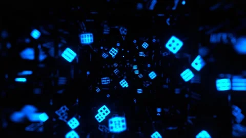 Blue Fantastic Space with Neon Elements Background VJ Loop in 4K Stock Footage 334718647