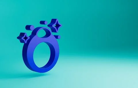 Blue Fantasy magic stone ring with gem icon isolated on blue background Stock Illustration