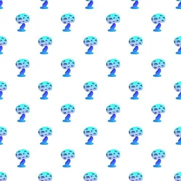 Blue fantasy mushroom pattern repeating background design イラスト素材