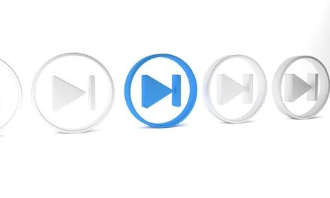 Blue Fast forward icon isolated on white background. Minimalism concept. 3D.. Stock Illustration