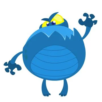 Blue fat monster character. Vector illustration clipart Stock Illustration