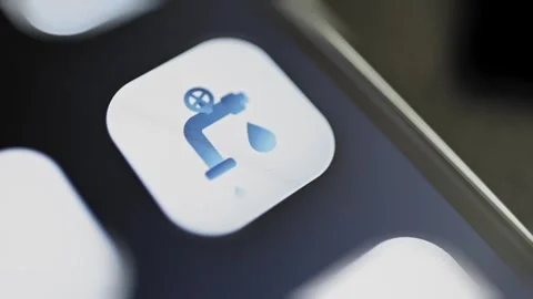 Blue faucet and drop control button Stock Footage 344856968