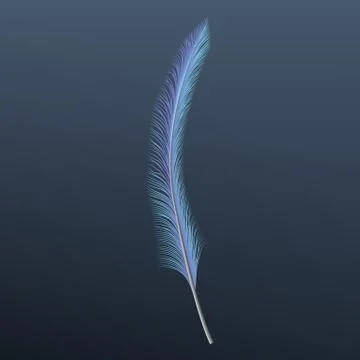 Blue feather icon, realistic style Stock Illustration