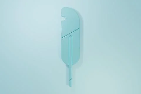 Blue Feather pen icon isolated on blue background. Minimalism concept. 3D r.. Stock Illustration