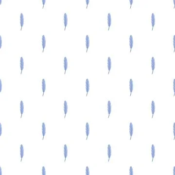 Blue feather repeating pattern on white background Illustrazione stock