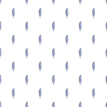 Blue feather repeating pattern on white background Stockillustratie
