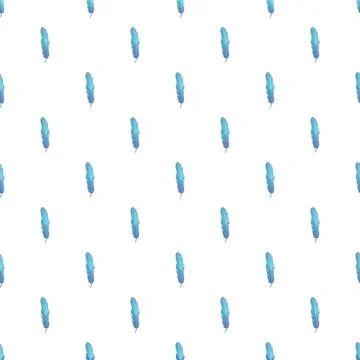 Blue feathers creating repeating seamless pattern background Stock Illustration