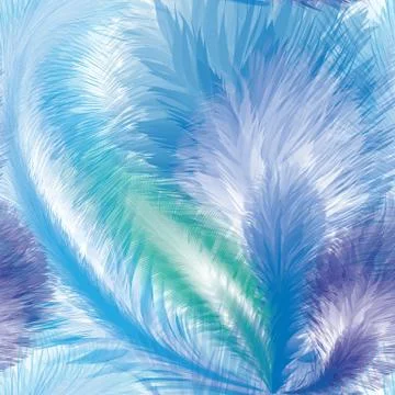 Blue Feathers Seamless Pattern Illustration