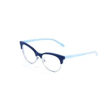 Blue female glasses on a white background Stock Photos