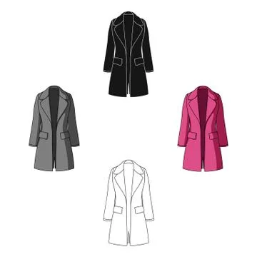 Blue female restrained coat buttoned. Women's outerwear..Women clothing single Stock Illustration
