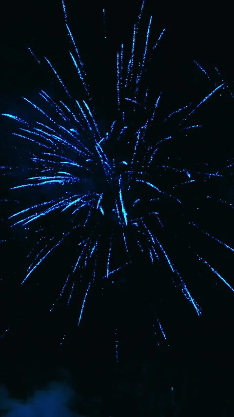 Blue festive fireworks exploding in night sky 스톡 동영상 343160149