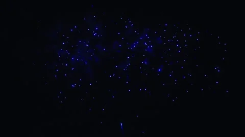 Blue festive fireworks exploding in the night sky Video stock 343160259