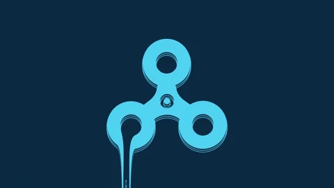Blue Fidget spinner icon isolated on blue background. Stress relieving toy Stock Footage 235791531