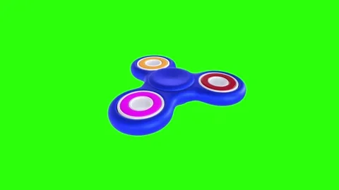 Blue fidget spinner isolated on green background Stock Footage 306863095