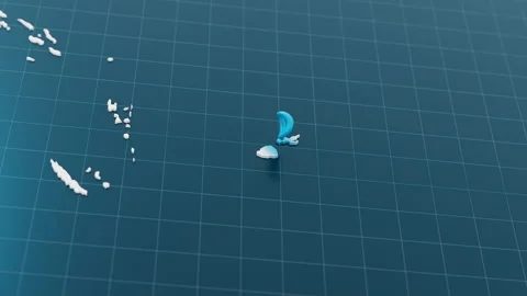 Blue Fiji 3d map with pointer pin surrounded with other countries in white Stock Footage 321079405
