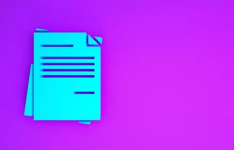 Blue File document icon isolated on purple background. Checklist icon. Busine Stock Illustration