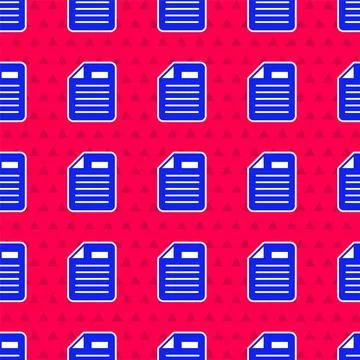 Blue File document icon isolated seamless pattern on red background. Checklis Illustrazione stock
