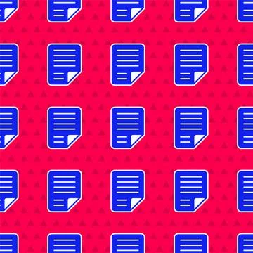 Blue File document icon isolated seamless pattern on red background. Checkl.. Illustrazione stock