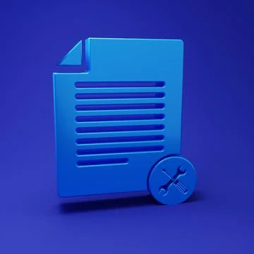 Blue File document with screwdriver and wrench icon isolated on blue backgr.. Stock Illustration