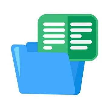 Blue file folder flat illustration representing document storage イラスト素材