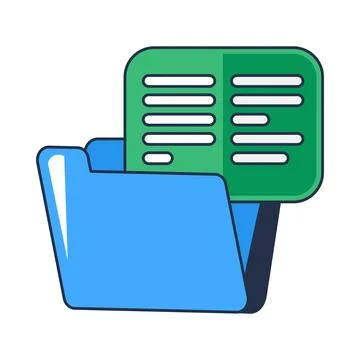 Blue file folder flat illustration representing document storage 스톡 일러스트
