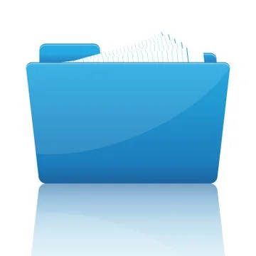 Blue file folder with paper Stockillustratie