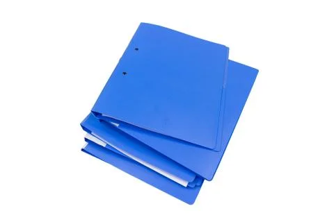 Blue files folder retention of contracts isolated on white background Photos
