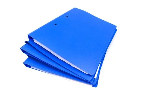 Blue files folder retention of contracts isolated on white background Photos