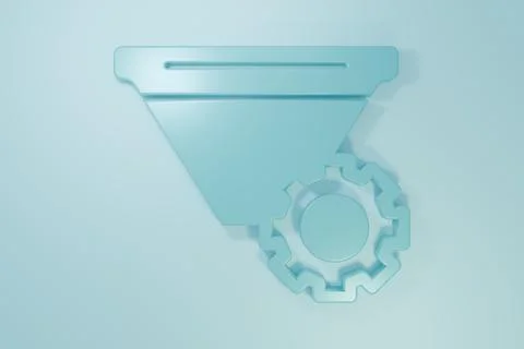 Blue Filter setting icon isolated on blue background. Minimalism concept. 3.. Illustration