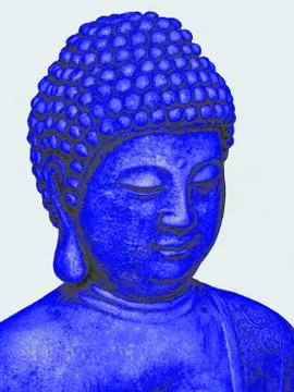 Blue Filter Stone Buddha Image Stock Photos