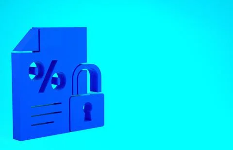 Blue Finance document and lock icon isolated on blue background. Paper bank d Stock Illustration