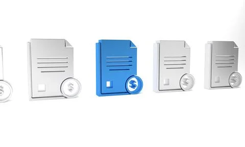 Blue Finance document icon isolated on white background. Paper bank documen.. Stock Illustration