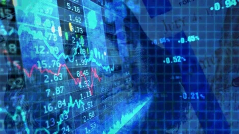 Blue Financial data waves Stock Footage 155233730