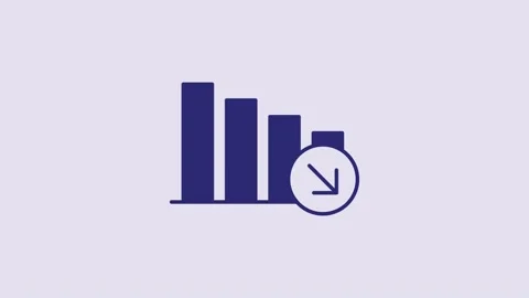 Blue Financial growth decrease icon isolated on purple background. Increasing Stock Footage 232870737