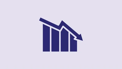 Blue Financial growth decrease icon isolated on purple background. Increasing Stock Footage 232919765