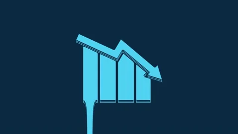 Blue Financial growth decrease icon isolated on blue background. Increasing Stock Footage 235825845