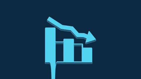 Blue Financial growth decrease icon isolated on blue background. Increasing Stock Footage 235947402